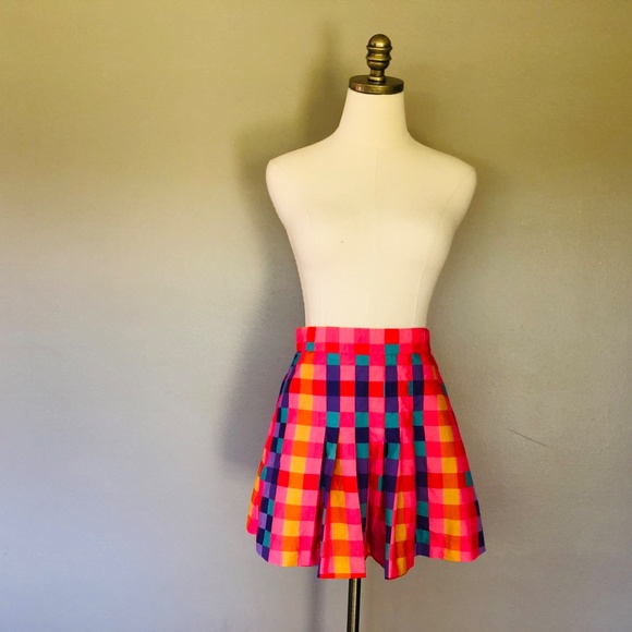 Pleated Short Skirt Size 6 TAIL Checks Side Zipper - Picture 3 of 9